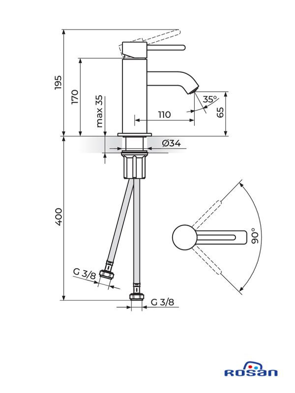 Baterija za lavabo JZ30101 Zerro Rosan 1