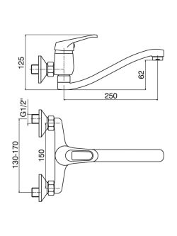 Baterija za lavabo Veneto 8115 1