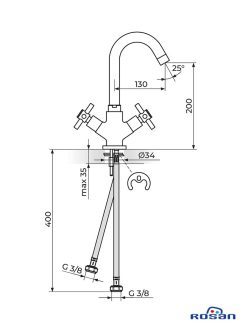 Dvoručna XO30101 baterija za lavabo Rosan-2