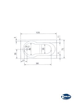 Kada ugradna Libra polusedeća 120x70cm Zomar-2