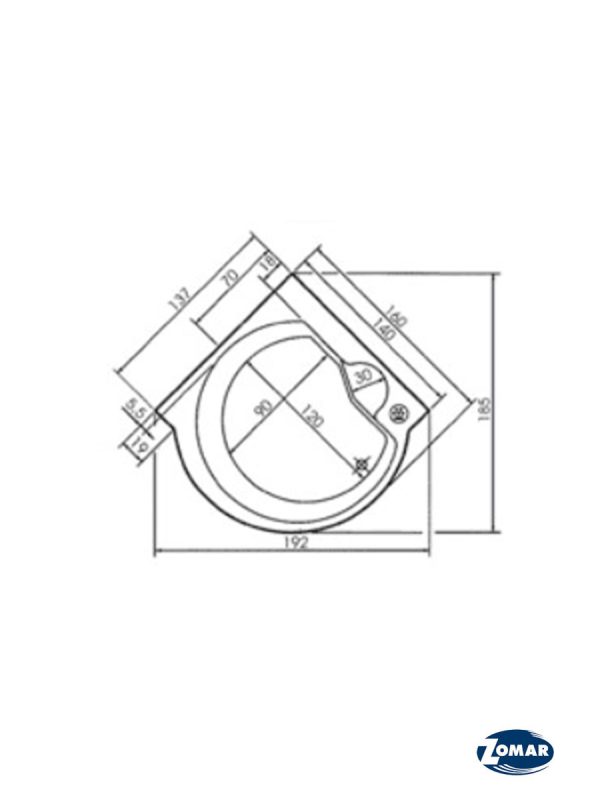 Zomar kada Laguna ugradna 160x160cm-3