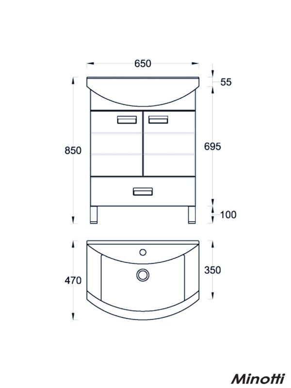 Lavabo sa ormarićem Line-F 65cm Minotti-1