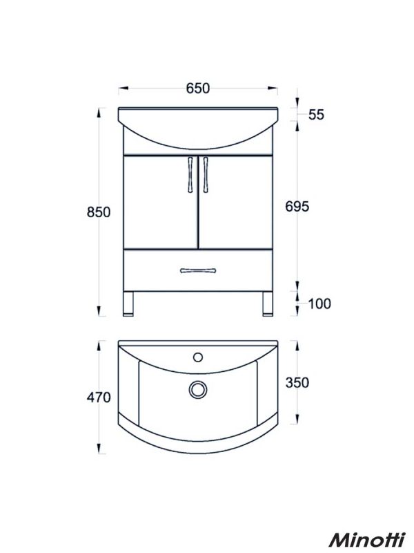 Lavabo sa ormarićem Uni 65 Minotti -1