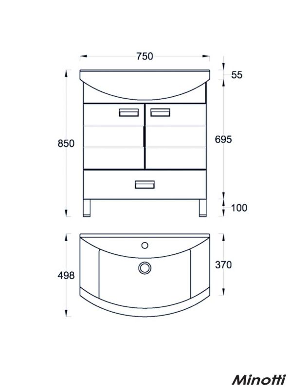 Lavabo sa ormarićem Line-F 75cm Minotti-1