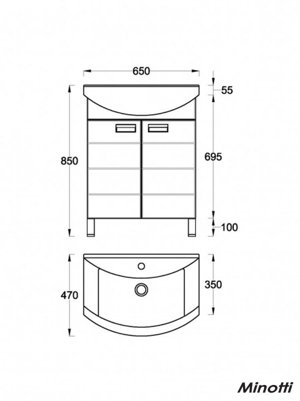 Lavabo sa ormarićem Line 65cm Minotti-1