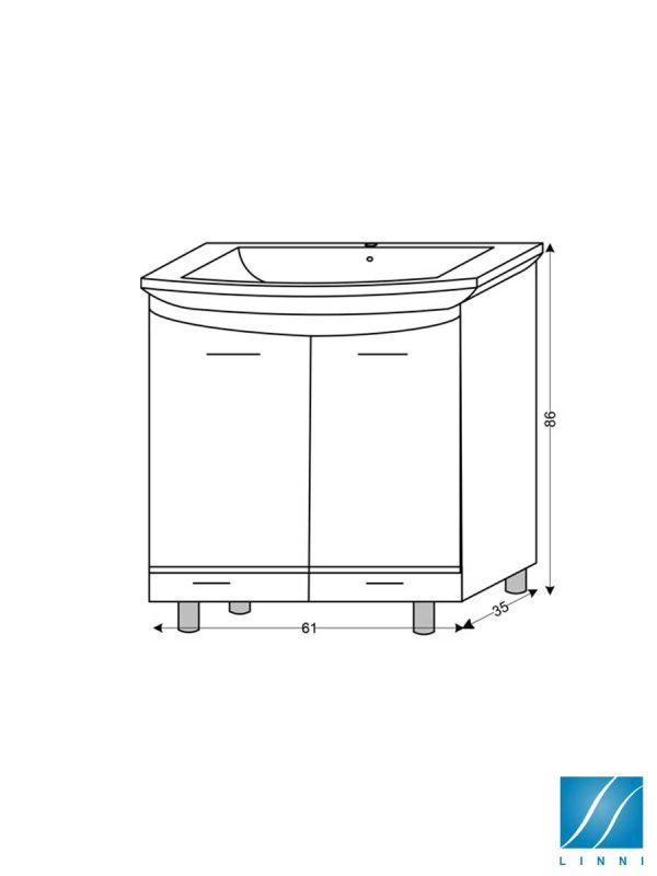 Lavabo sa ormarićem 61cm Vegas Linni-2