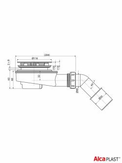 Sifon za tuš kadu 90mm Alca A491CR-2