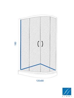 Tuš kabina asimetrična Linni 120x80x180cm mat-staklo-1