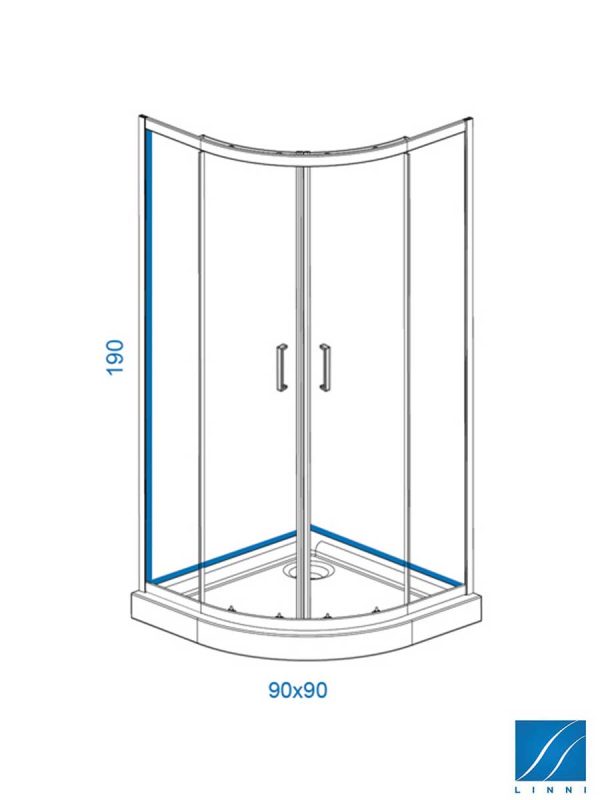 Tuš kabina transparent Linni R90x190cm
