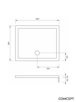 Akrilna tuš kada sa-oblogom 100x80cm Concept-2