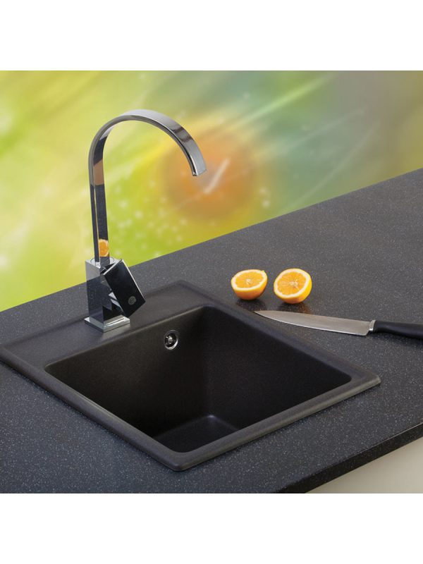 Metalac granitna usadna sudopera xQuadro crna Ø90 40x50cm - Slika 2