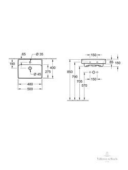 Lavabo Villeroy&Boch 50x40 Collaro 43345101 1