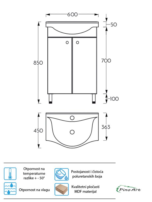 Lavabo sa ormarićem Pino Art Link 0566 12