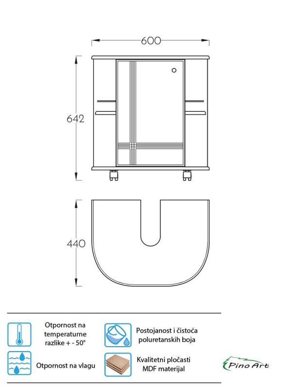 Lavabo sa ormarićem Pino-Art Vektor 60cm-0005