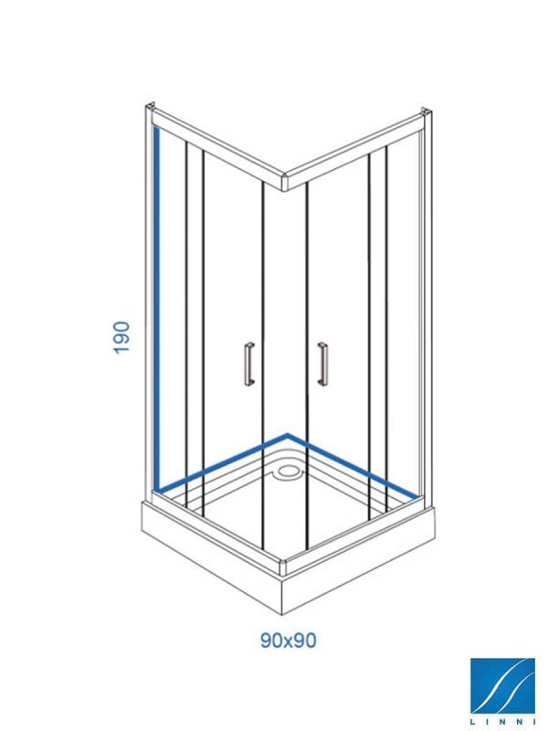 Tuš kabina K90 Standard LINNI 90x90x190-4mm-1