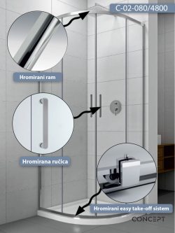 Tuš kabina C-02-080/4800 R80x195cm Concept Atlas 1