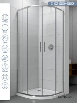 Tuš kabina C-02-080/4800 R80x195cm Concept Atlas