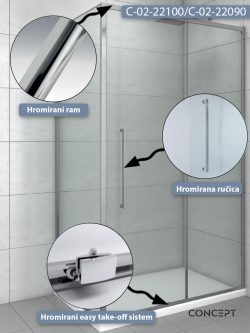Tuš kabina C-02-22100/C-02-22090 100x90x200cm Concept Devon 1