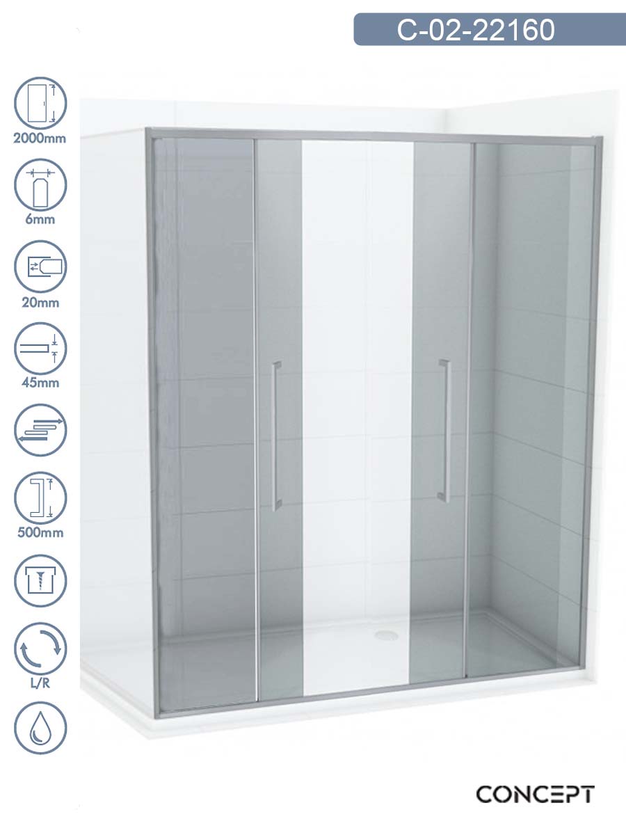 Tuš paravan C-02-22160 Concept 160x200cm Tuš paravan C-02-22160 Concept 160x200cm