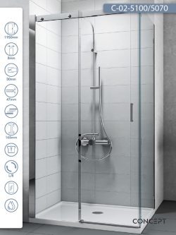 Tuš kabina C-02-5100/5070 100x70x195cm Concept Titan
