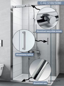 Tuš kabina C-02-5100/5080 100x80x195cm Concept Titan 1