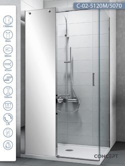 Tuš kabina C-02-5120M/5070 120x70x195cm Concept Titan sa ogledalom