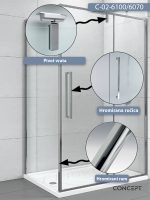 Tuš kabina C-02-6100/6070 100x70x200cm Concept Absolut sa pivot vratima 1