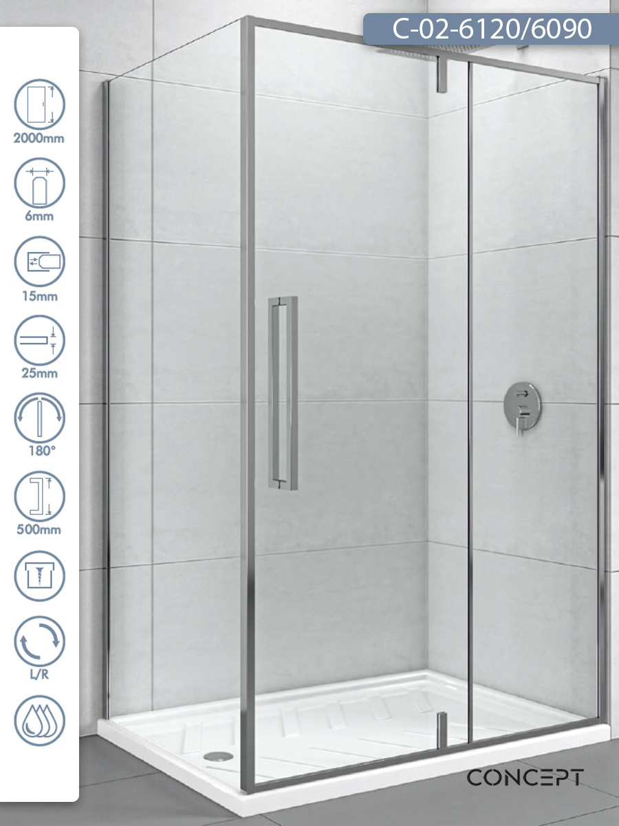 Tus-kabina-C-02-6120-6090-120x90x200cm-Concept-Absolut-sa-pivot-vratima Tuš kabina C-02-6120/6090 120x90x200cm Concept Absolut sa pivot vratima