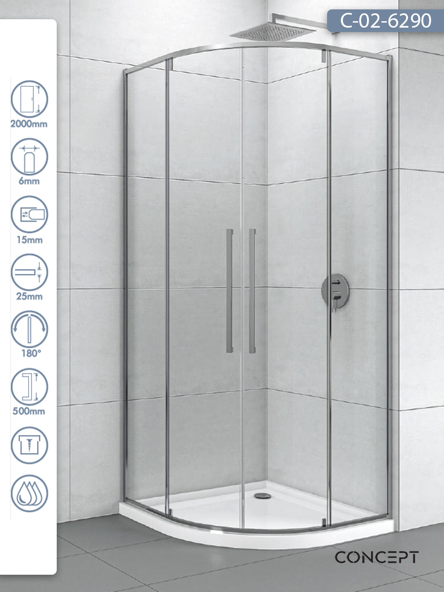 Tus-kabina-C-02-6290-R90x200cm-Concept-Absolut-sa-pivot-vratima Tuš kabina C-02-6290 R90x200cm Concept Absolut sa pivot vratima