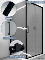 Tuš kabina C-02-B4120/B4080 120x80x200cm Concept Atlas black 1