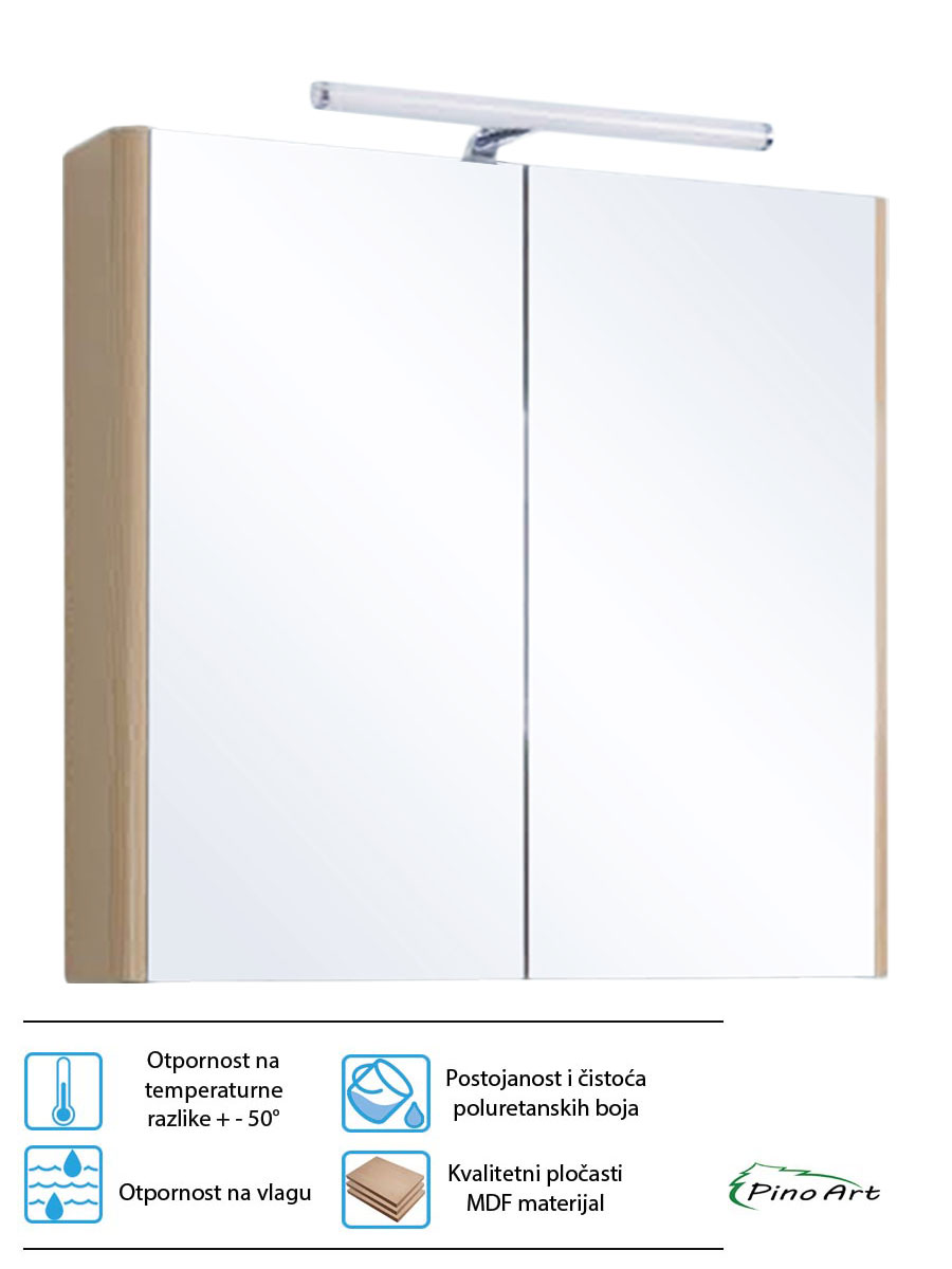 Ogledalo sa ormarićem Pino Art-Soft 80cm-0862 Ogledalo sa ormarićem Pino Art-Soft 80cm-0862
