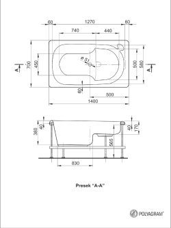 Akrilna kada ugradna 140x70 Firenca Polyagram 1