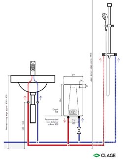 Protočni bojler za-kuhinju-kupatilo CEX 11-13kW Clage 1