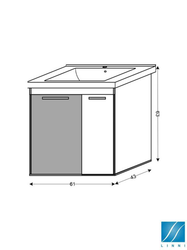 Lavabo sa ormarićem 61cm Venice Linni-2