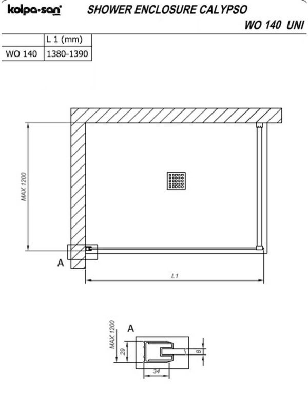 Tuš stena Kolpa-San 140x200cm Calypso-2