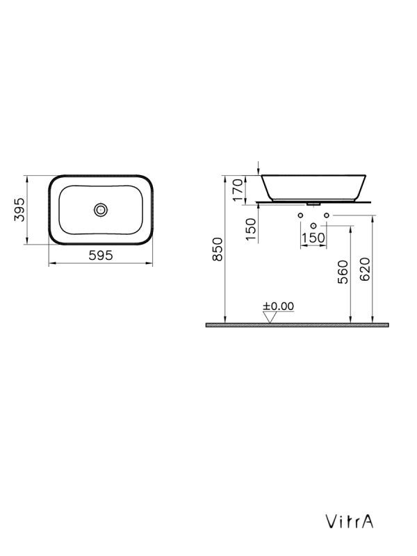 Nadgradni lavabo Geo VITRA 7425B003-0016 beli 1