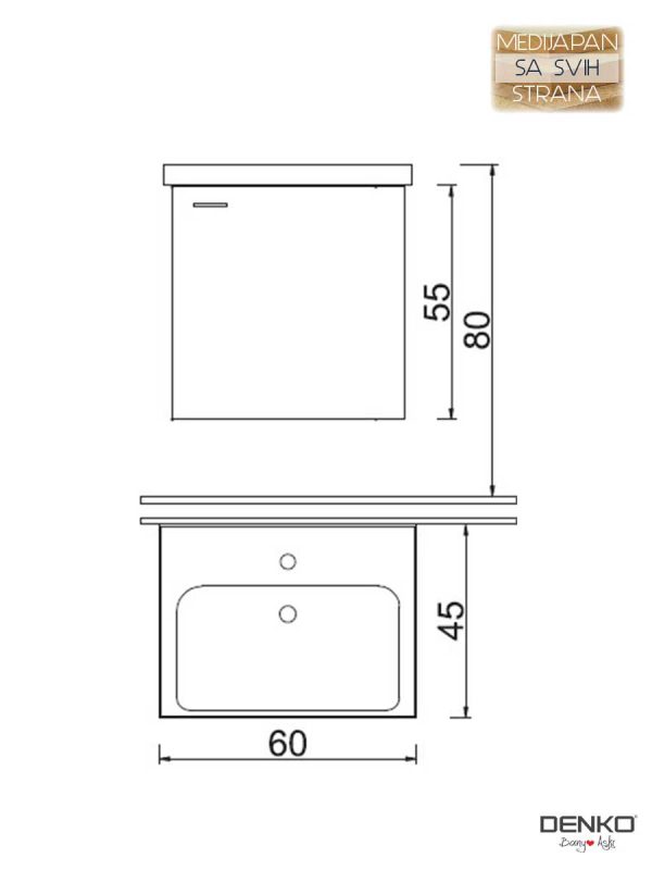 Lavabo sa ormarićem Terra 60cm Alize-1
