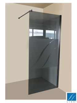 Fiksni tuš paravan Linni Elegance-Gray-logo 80x200cm