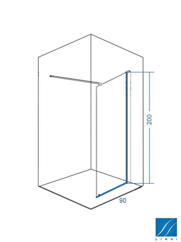 Fiksni tuš paravan Linni Elegance-logo 90x200cm-1