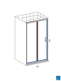 Tuš paravan 90x190cm sa vratima Linni-1