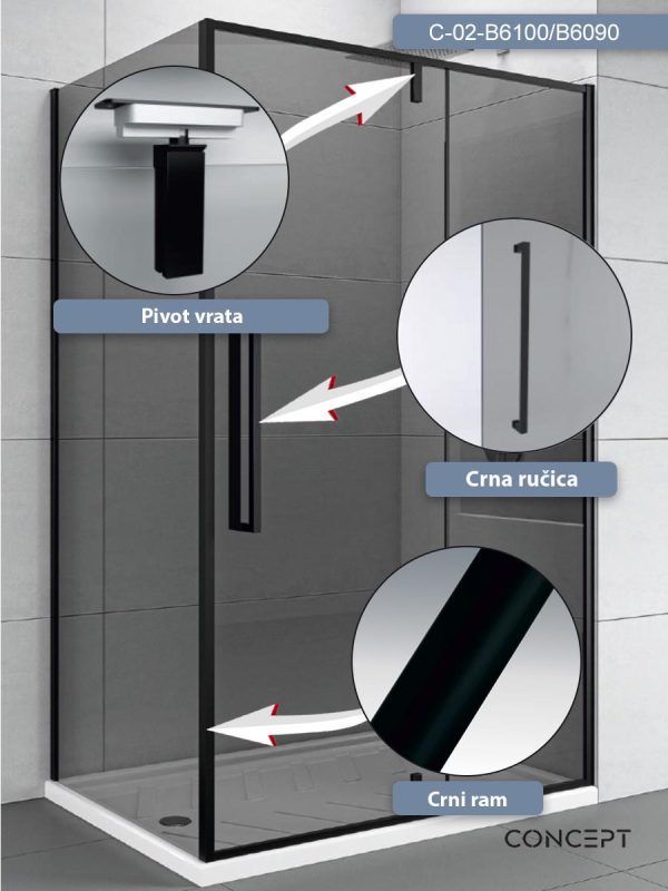 Tuš kabina 100x90 Absolut Black Concept-1