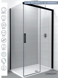 Tuš kabina 140x80cm Concept Alpha-Black