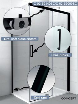 Tuš kabina 140x90cm Concept Alpha-Black-1