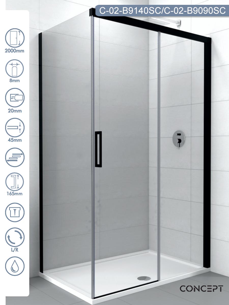 Tuš kabina 140x90cm Concept Alpha-Black Tuš kabina 140x90cm Concept Alpha-Black
