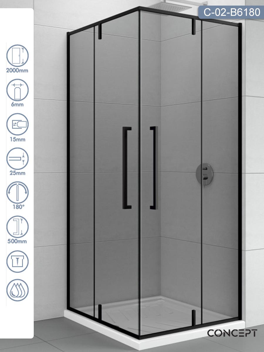 Tuš kabina 80x80 Concept Absolut-black Tuš kabina 80x80 Concept Absolut-black