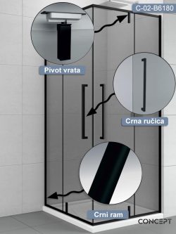 Tuš kabina 80x80 Concept Absolut-black-1