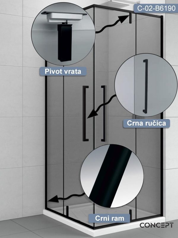 Tuš kabina 90x90 Concept Absolut-black-1