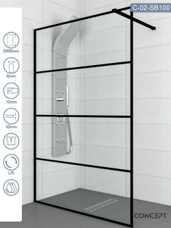 Tuš paravan-stena Monte-black ​Concept 100x200cm-1