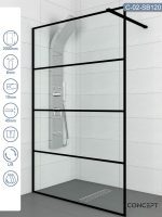 Tuš paravan-stena Monte-black Concept 120x200cm