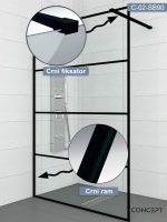Tuš paravan-stena Monte-black Concept 90x200cm-1